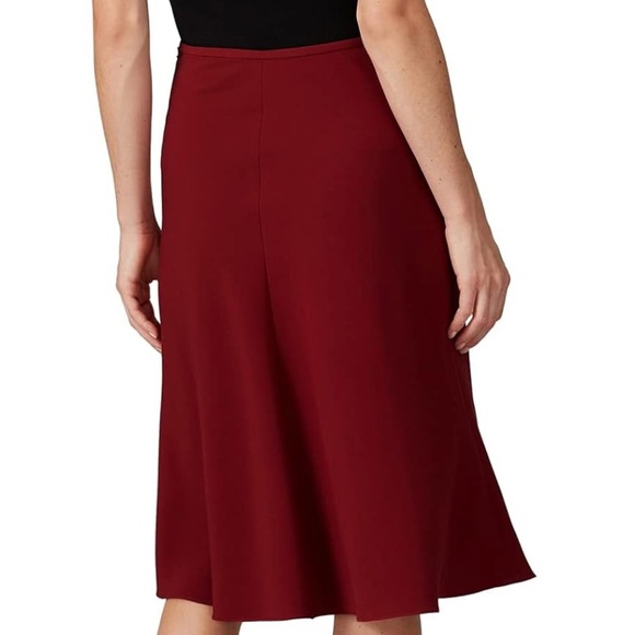 PRABAL GURUNG | Collective ruffle slitted midi skirt Dark Red | Sz 6 - Picture 2 of 8